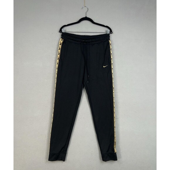 Nike Pants Womens Medium Black Sportswear Logo Tape Joggers Track Athletic Sweat - Picture 1 of 16